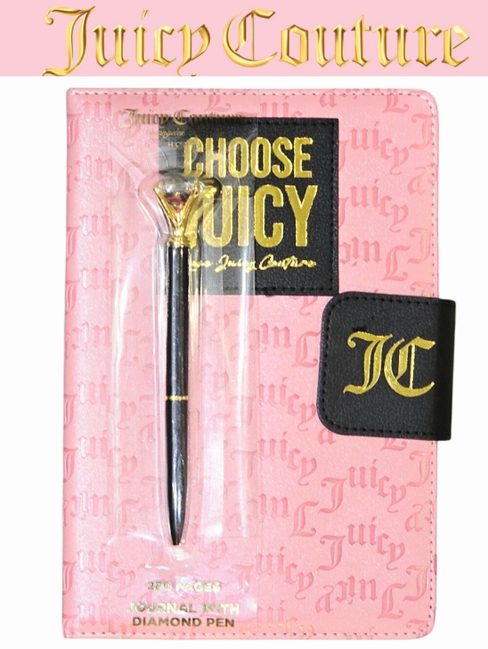 Juicy Couture Home Choose Juicy Logo Embossed Journal w/ Diamond-Tip Pen